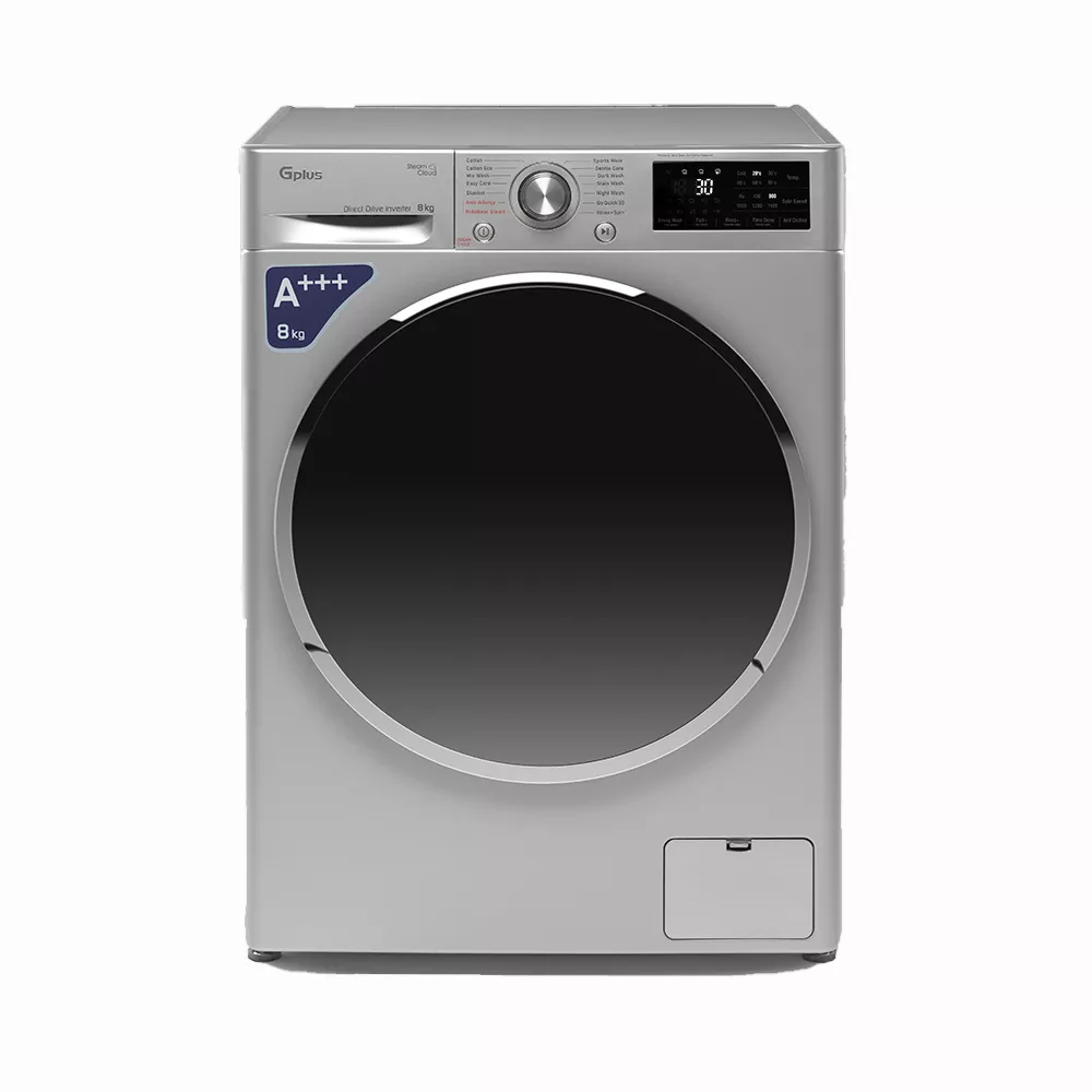 ماشین لباسشویی 8 کیلویی جی پلاس مدل GWM-R808S سیلور