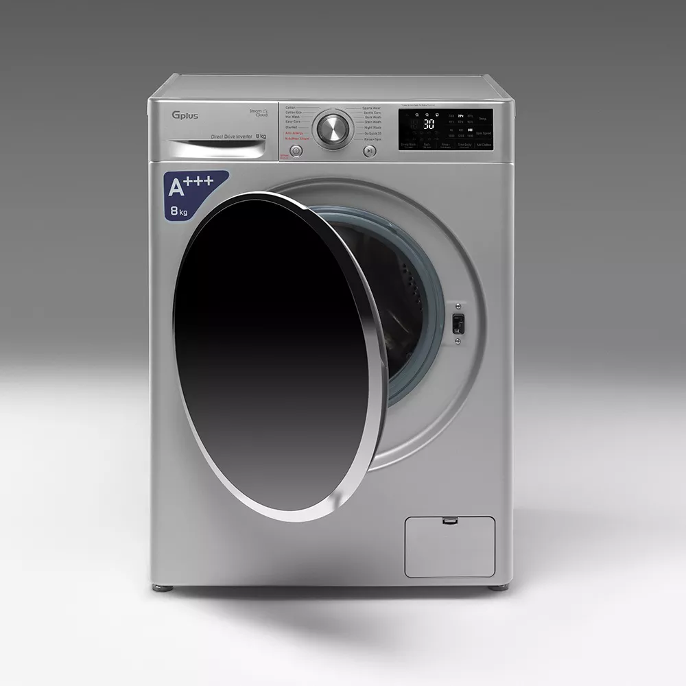 ماشین لباسشویی 8 کیلویی جی پلاس مدل GWM-R808S سیلور