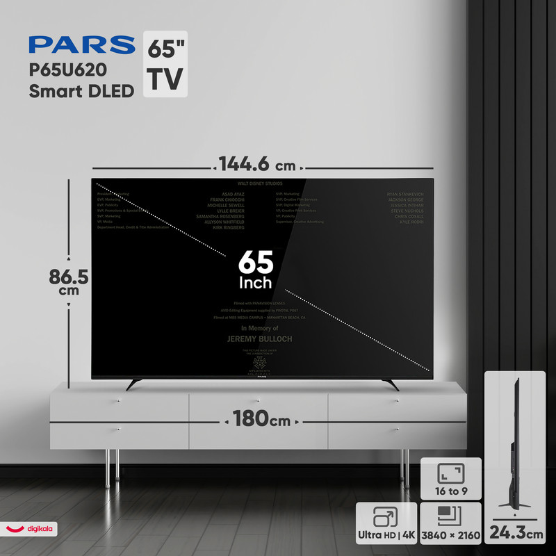 تلویزیون 65 اینچ ال ای دی هوشمند پارس مدل P65U620