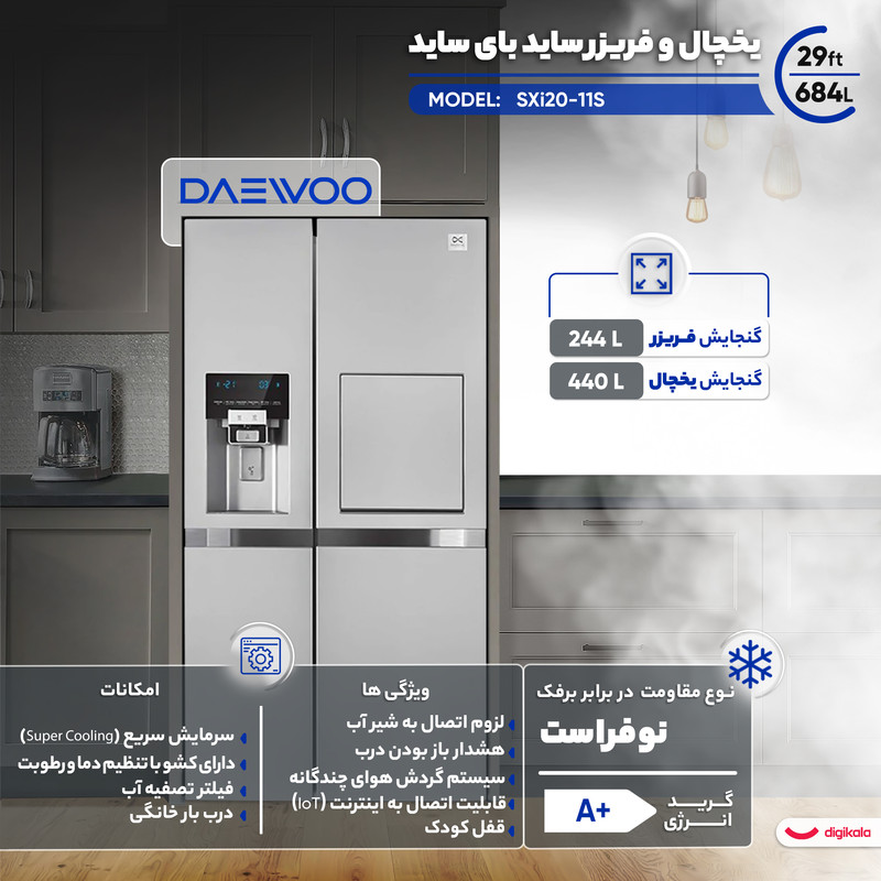 یخچال فریزر ساید بای ساید 29 فوت دوو مدل SXi20-11S