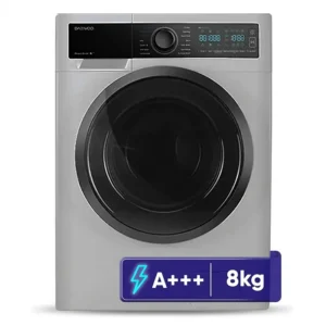 ماشین لباسشویی 8 کیلویی دوو LM861 رنگ سیلور پنل مشکی