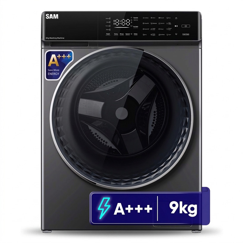 ماشین لباسشویی 9 کیلویی سام مدل DD-P1485 رنگ سیلور