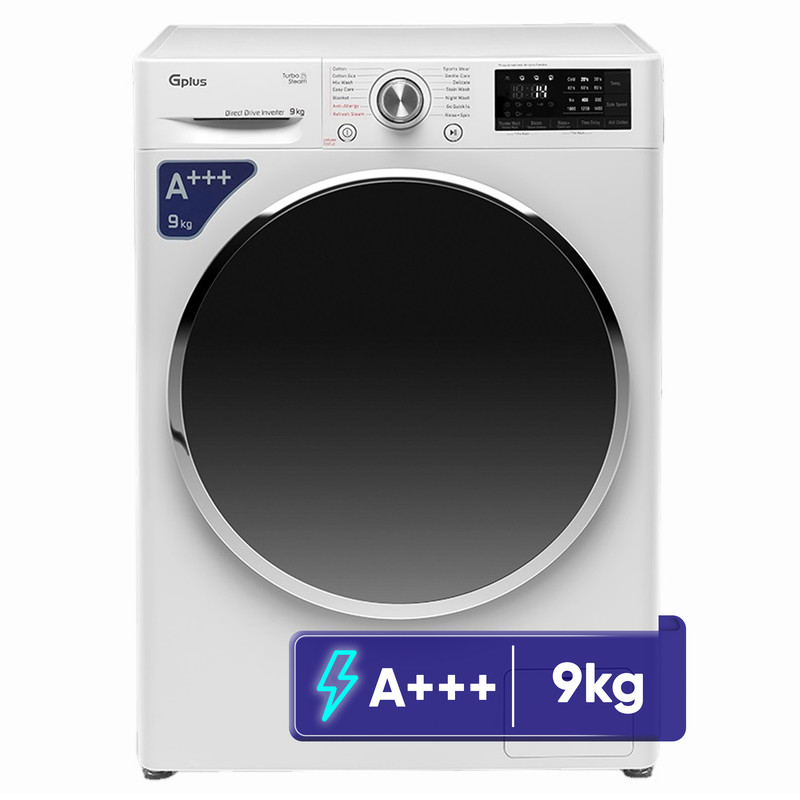 ماشین لباسشویی 9 کیلویی جی پلاس مدل GWM-R99S-IND رنگ سیلور